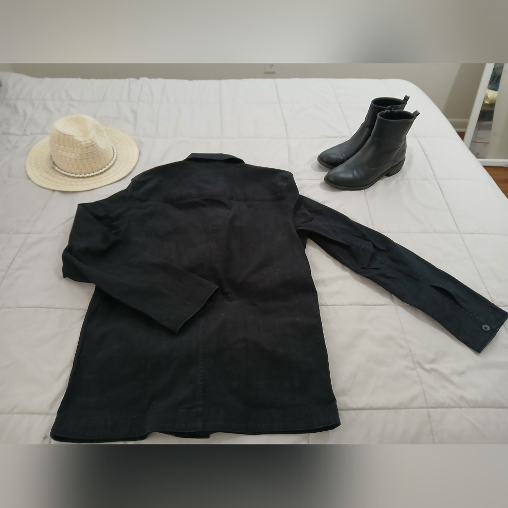 Men’s Black George Shacket Jacket — Utility Style Button Front Sz Small - Picture 4 of 6